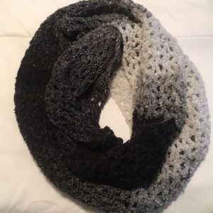 Black, White, Gray Ombré knitted infinity scarf